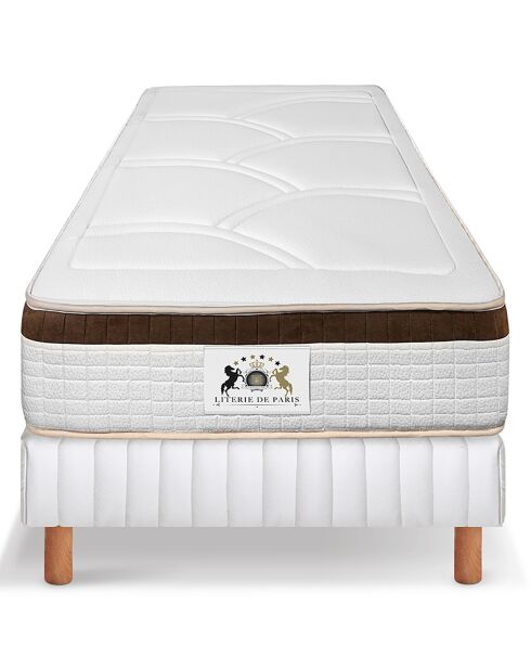 Ensemble Matelas mémoire de forme Excelsior & Sommier blanc/marron - 80x200 cm