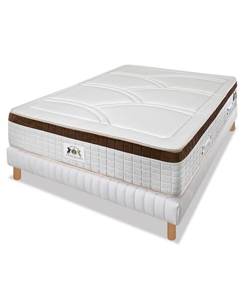 Ensemble Matelas mémoire de forme Excelsior & Sommier blanc/marron - 140x190 cm