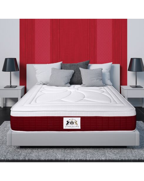 Matelas à mémoire de forme Monte-Carlo blanc/bordeaux - 140x190 cm