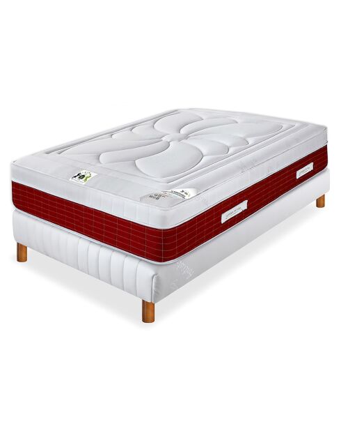 Ensemble Matelas mémoire de forme Monte-Carlo & Sommier blanc/bordeaux - 80x200 cm