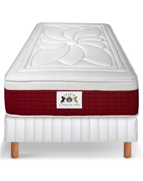 Ensemble Matelas mémoire de forme Monte-Carlo & Sommier blanc/bordeaux - 90x200 cm