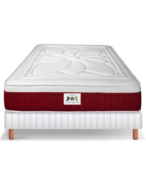 Ensemble Matelas mémoire de forme Monte-Carlo & Sommier blanc/bordeaux - 140x200 cm