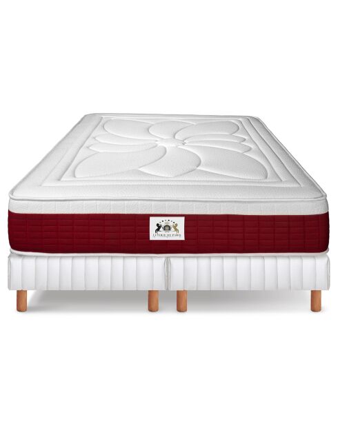 Ensemble Matelas mémoire de forme Monte-Carlo & 2 Sommiers blanc/bordeaux - 2x100x200 cm