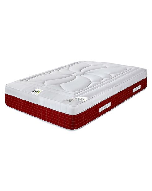 Ensemble Matelas mémoire de forme Monte-Carlo & Sommier blanc/bordeaux - 90x190 cm