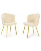 2 Chaises en Velours Arielle crème - 55x51x82 cm