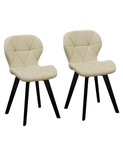 2 Chaises en Velours Daisy crème - 50x48x79 cm