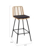 2 Barhocker Cuba, braun/schwarz, 47 x 52 x 102 cm
