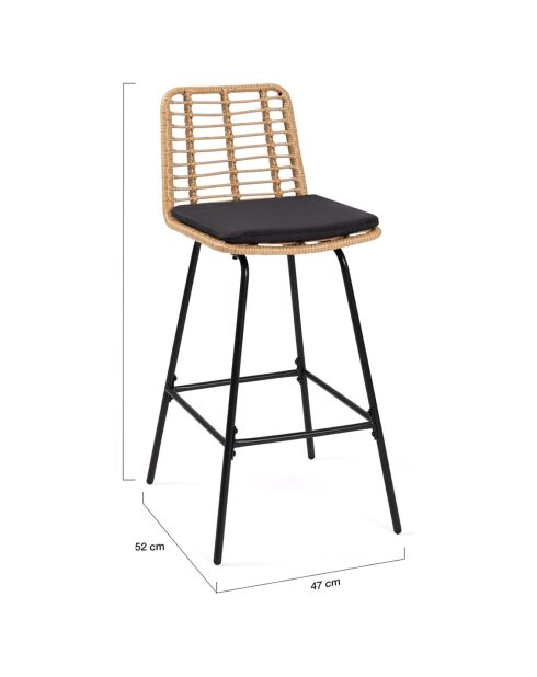 2 Barhocker Cuba, braun/schwarz, 47 x 52 x 102 cm