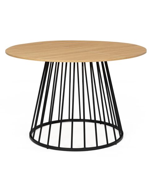 Table de repas Adelle 6 personnes bois/noir  - 120x120x75 cm