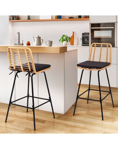 2 Barhocker Cuba, braun/schwarz, 47 x 52 x 102 cm