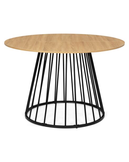 Table de repas Adelle 6 personnes bois/noir  - 120x120x75 cm