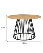 Table de repas Adelle 6 personnes bois/noir  - 120x120x75 cm