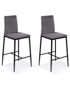 2 Tabourets de bar en Velours glam Jade gris foncé  - 43x46.5x100 cm