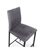 2 Tabourets de bar en Velours glam Jade gris foncé  - 43x46.5x100 cm