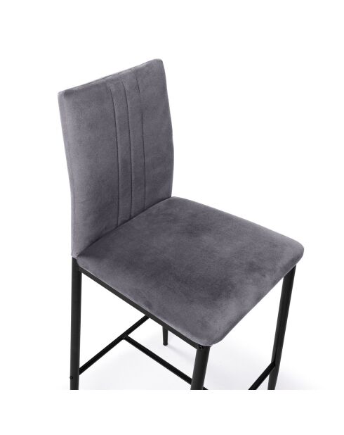 2 Tabourets de bar en Velours glam Jade gris foncé  - 43x46.5x100 cm