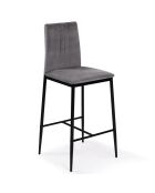 2 Tabourets de bar en Velours glam Jade gris foncé  - 43x46.5x100 cm