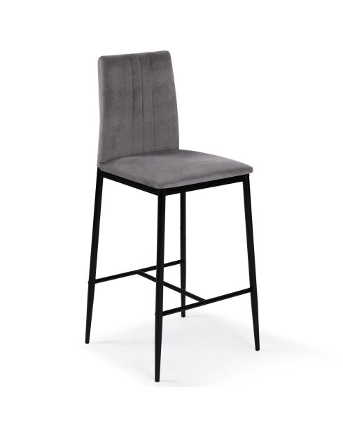 2 Tabourets de bar en Velours glam Jade gris foncé  - 43x46.5x100 cm