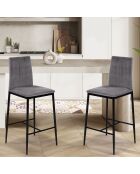 2 Tabourets de bar en Velours glam Jade gris foncé  - 43x46.5x100 cm
