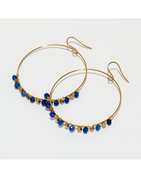 Boucles d'Oreilles Roberta Jade bleu en laiton doré