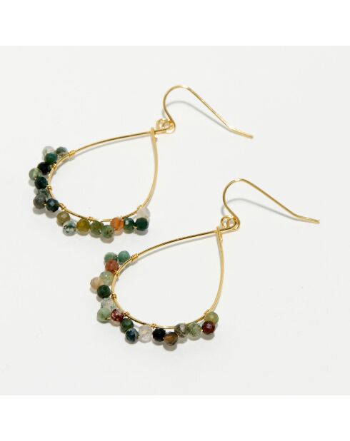 Boucles d'oreilles Claudia Agate multicolore en laiton doré
