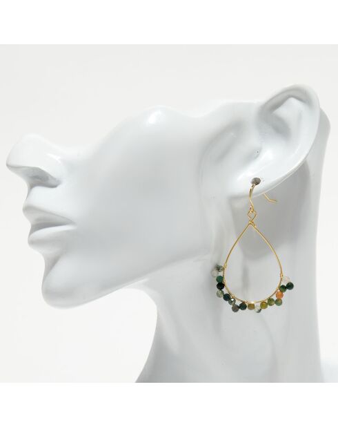 Boucles d'oreilles Claudia Agate multicolore en laiton doré