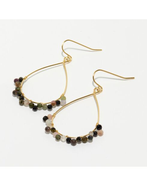 Boucles d'oreilles Claudia Tourmaline multicolore en laiton doré