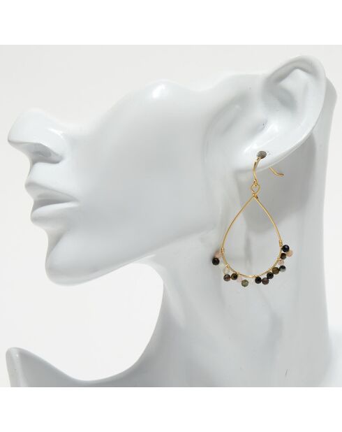 Boucles d'oreilles Claudia Tourmaline multicolore en laiton doré
