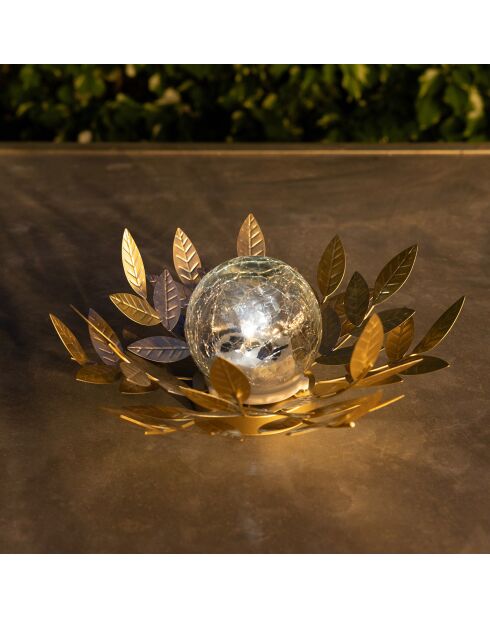 Nénuphar solaire en Verre craquelé doré - 12x26 cm