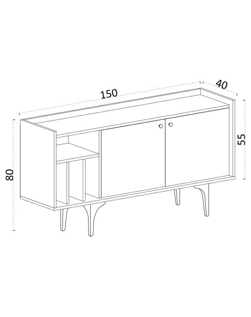 Buffet Canopus chêne - 150x80x40 cm