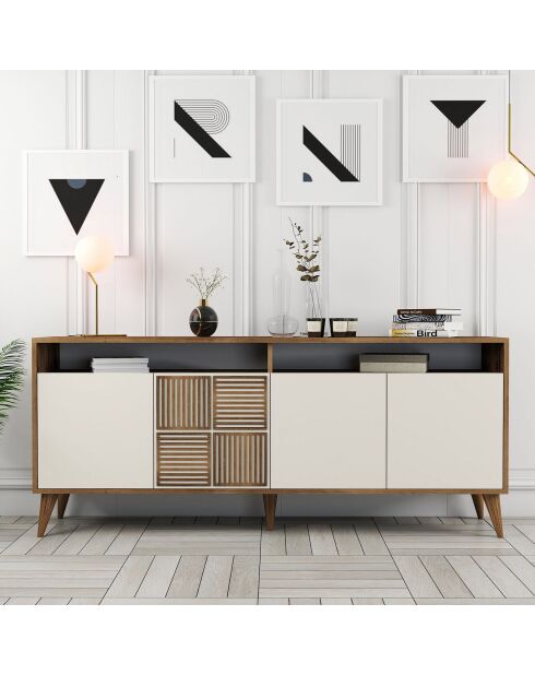 Buffet Milan noyer/crème - 180x78.6x35 cm