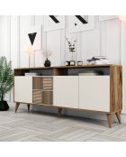 Buffet Milan noyer/crème - 180x78.6x35 cm