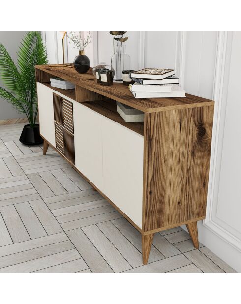 Buffet Milan noyer/crème - 180x78.6x35 cm