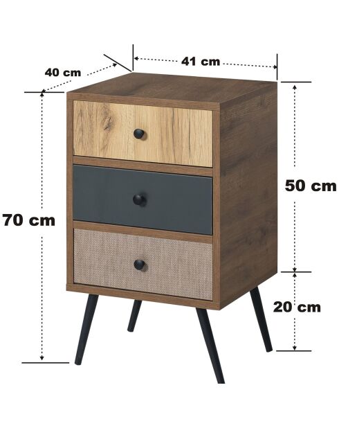 Table de chevet Fairway multicolore - 41x70x40 cm