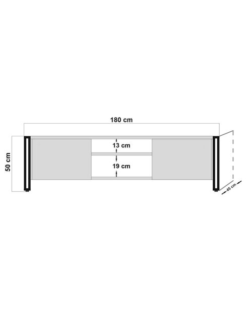 Meuble TV Arcas pin/noir - 180x50x45 cm