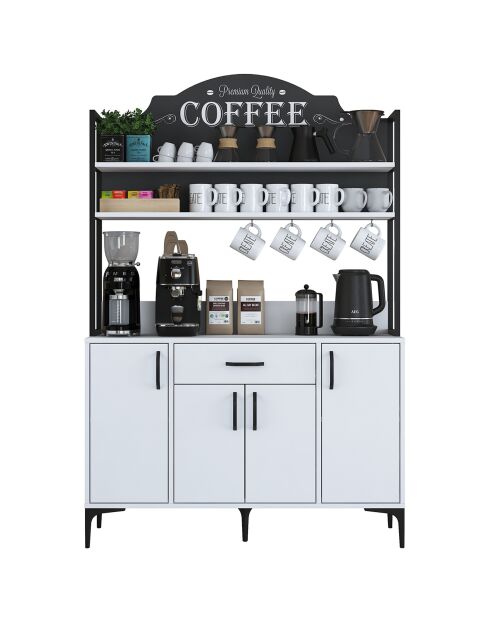 Meuble de cuisine Erna blanc/noir - 120x183.6x40 cm