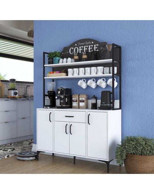 Meuble de cuisine Erna blanc/noir - 120x183.6x40 cm