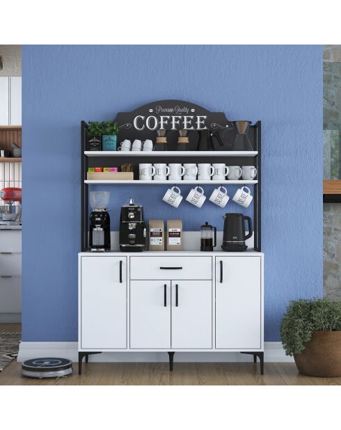 Meuble de cuisine Erna blanc/noir - 120x183.6x40 cm