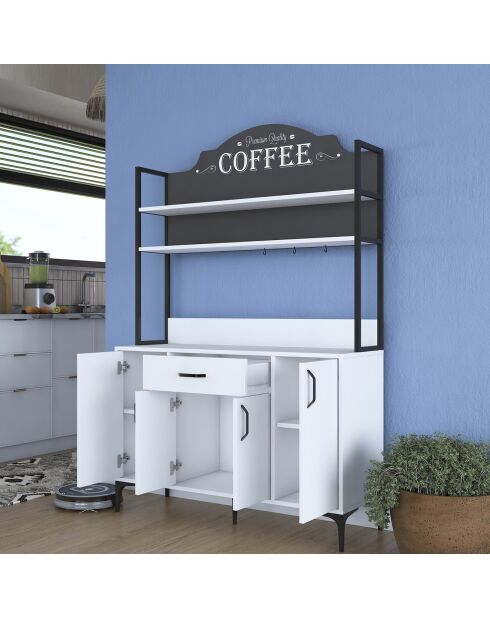 Meuble de cuisine Erna blanc/noir - 120x183.6x40 cm