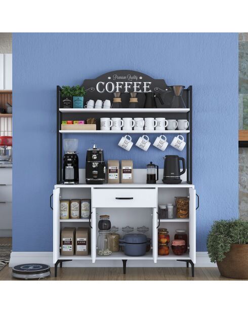 Meuble de cuisine Erna blanc/noir - 120x183.6x40 cm