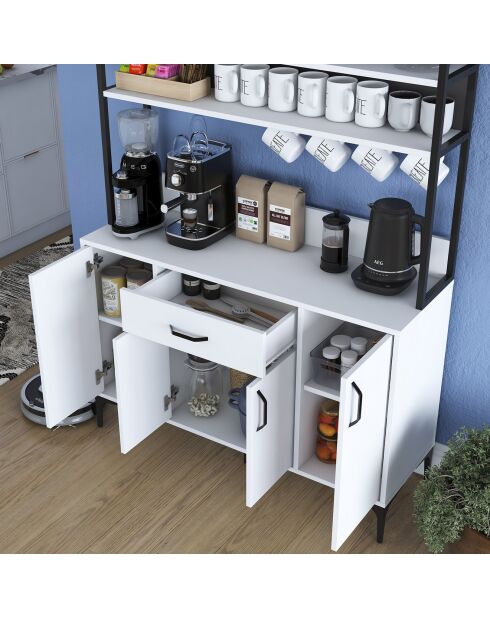 Meuble de cuisine Erna blanc/noir - 120x183.6x40 cm