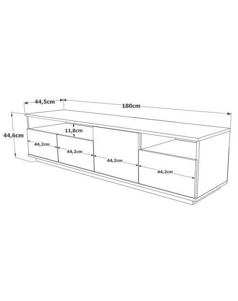 Meuble TV Norma chêne/blanc - 180x44.6x44.5 cm