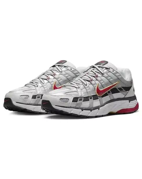 P-6000 wit/grijs/rode sneakers