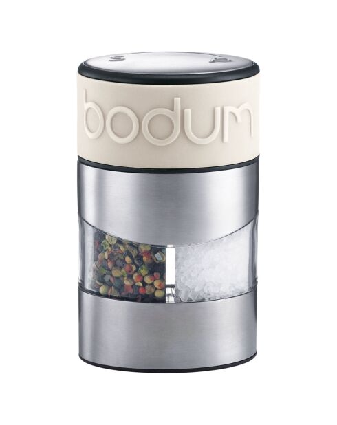 Moulin duo sel et poivre en inox brossé Twin blanc - 6.8x6.8x11.2 cm