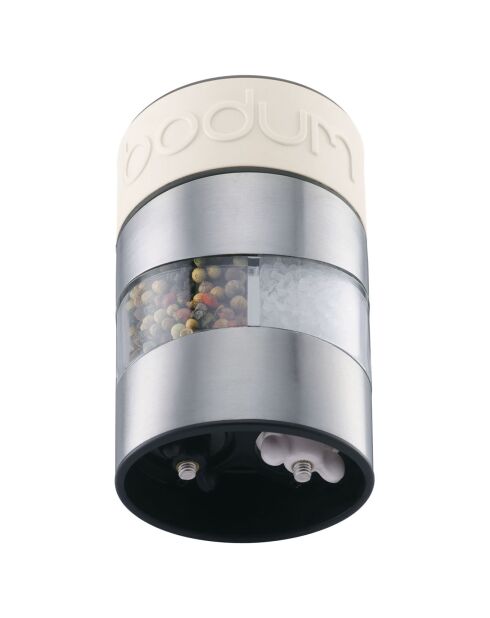 Moulin duo sel et poivre en inox brossé Twin blanc - 6.8x6.8x11.2 cm