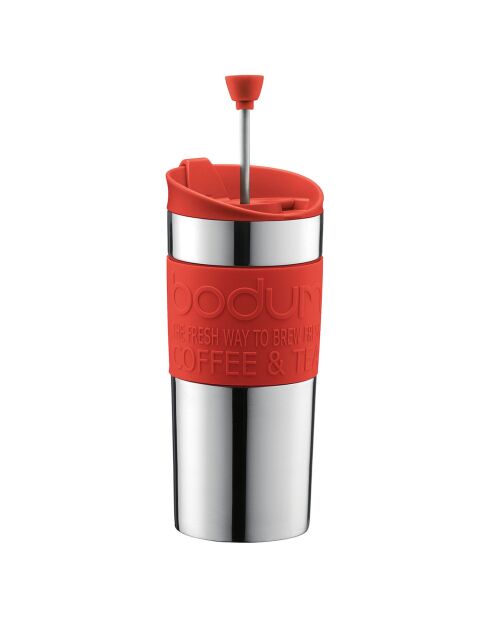 Mug à piston isotherme Travel Press rouge - 8.2x9.5x18.5 cm