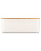 Boite à pain grand modèle couvercle bambou Bistro blanche - 23.7x36.5x23.7 cm