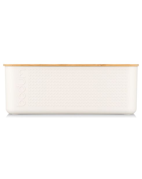 Boite à pain grand modèle couvercle bambou Bistro blanche - 23.7x36.5x23.7 cm