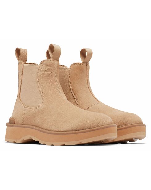 Chelsea boots en Velours de Cuir Hi-Line camel