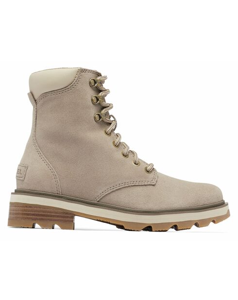 Boots en Velours de Cuir Lennox taupe