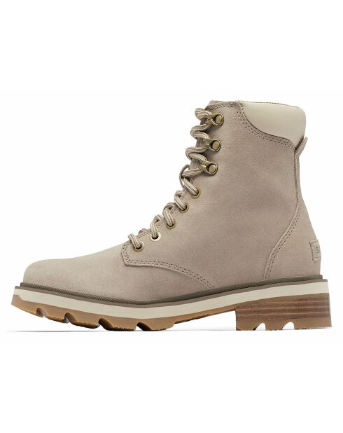 Boots en Velours de Cuir Lennox taupe